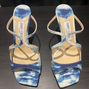 Jimmy Choo Sky Blue Patterned Heels
